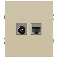 Розетка ЭРА Arktik 16-3110-04 комбинированная RJ45+TV шампань Б0070497
