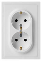 Розетка ЭРА Galaxy 15-2105-08 с заземлением двойная 2X2P+E Schuko со шторками IP20 16А-250В белый матовый Б0070711