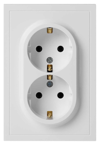 Розетка ЭРА Galaxy 15-2105-08 с заземлением двойная 2X2P+E Schuko со шторками IP20 16А-250В белый матовый Б0070711