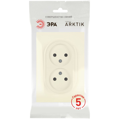 Розетка ЭРА Arktik 16-2107-02 без заземления двойная 2X2P 16А-250В слоновая кость Б0071682 фото 3
