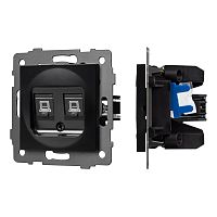 Механизм компьютерной розетки двойной SCT-MPC2-PL-BK-V (RJ-45, CAT6) Arlight 049853