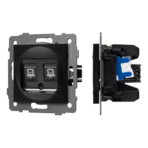 Механизм компьютерной розетки двойной SCT-MPC2-PL-BK-V (RJ-45, CAT6) Arlight 049853