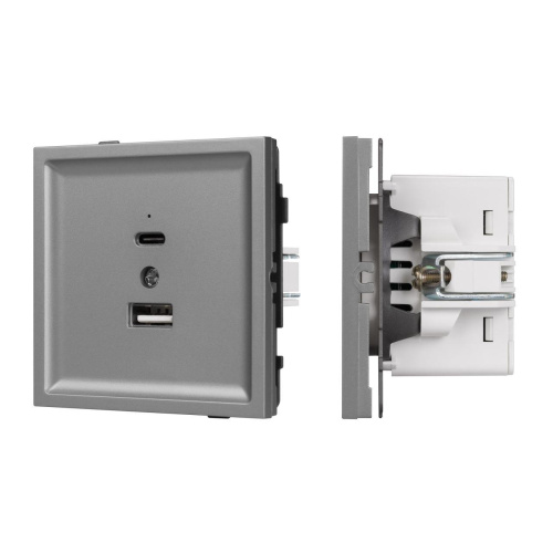 Механизм USB розетки SCT-TENDO-MUAC-PL-GR (5V, 3A, QC3) Arlight 054096