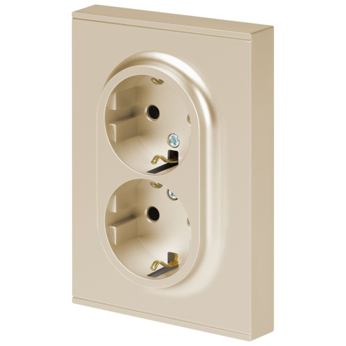 Розетка ЭРА Arktik 16-2104-04 двойная с заземлением 2X2P+E Schuko 16А-250В шампань Б0070447 фото 5