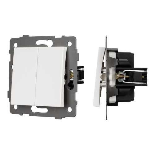 Механизм выключателя двухклавишный проходной SWT-MKP2-PL-WH-V (250V, 10A) Arlight 049892
