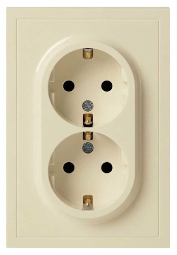 Розетка ЭРА Galaxy 15-2104-02 с заземлением двойная 2X2P+E Schuko 16А-250В IP20 слоновая кость Б0070679