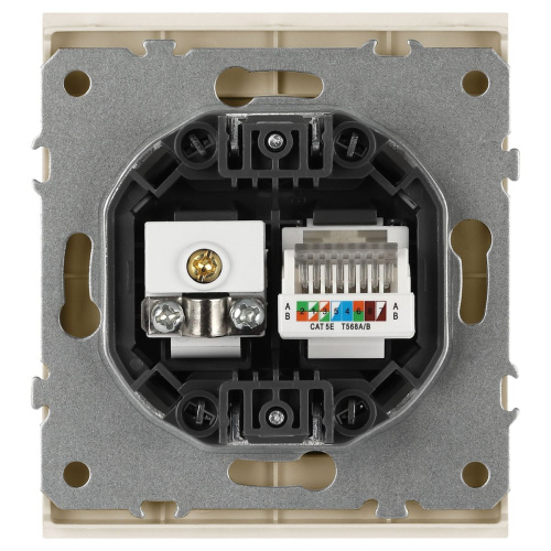 Розетка ЭРА Arktik 16-3110-04 комбинированная RJ45+TV шампань Б0070497 фото 4