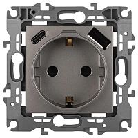Розетка ЭРА Серия 12 12-4108-16 2P+E 16A-250В со шторками с USB type-A+C 5В-3А титан Б0067762