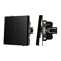 Механизм выключателя двухклавишный проходной SWT-TENDO-MKP2-PL-BK (230V, 10A) Arlight 054067