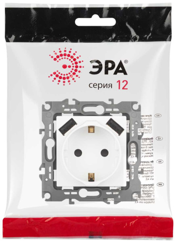 Розетка ЭРА Серия 12 12-4109-01М 2P+E 16A-250В штор. с 2xUSB 5В-3А белый матовый Б0065728 фото 4