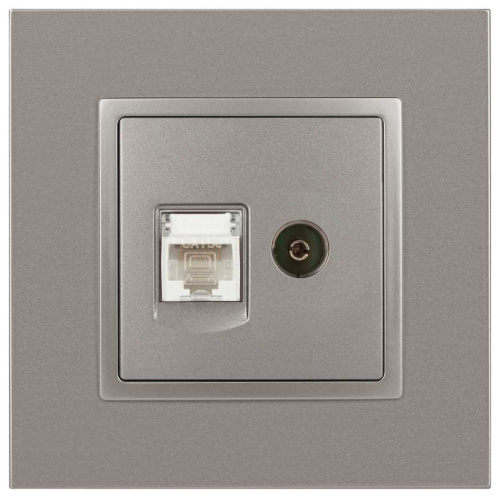 Розетка ЭРА Elegance 14-3110-16 RJ45+TV, титан Б0065768 фото 7