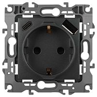 Розетка ЭРА Серия 12 12-4108-12 2P+E 16A-250В со шторками с USB type-A+C 5В-3А графит Б0067700