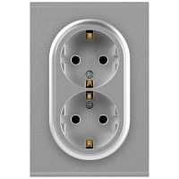 Розетка ЭРА Arktik 16-2105-03 двойная с заземлением 2X2P+E Schuko со шторками 16А-250В алюминий Б0070456
