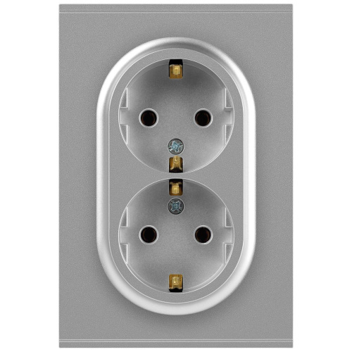 Розетка ЭРА Arktik 16-2104-03 двойная с заземлением 2X2P+E Schuko 16А-250В алюминий Б0070446 Розетка ЭРА Arktik 16-2104-03 двойная с заземлением 2X2P+E Schuko 16А-250В алюминий Б0070446