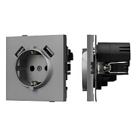Механизм розетки с USB зарядкой SCT-TENDO-MUAA-PL-GR (230V, 16A) Arlight 054084