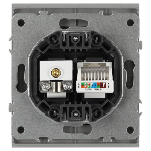 Розетка ЭРА Arktik 16-3110-03 комбинированная RJ45+TV алюминий Б0070496 фото 4