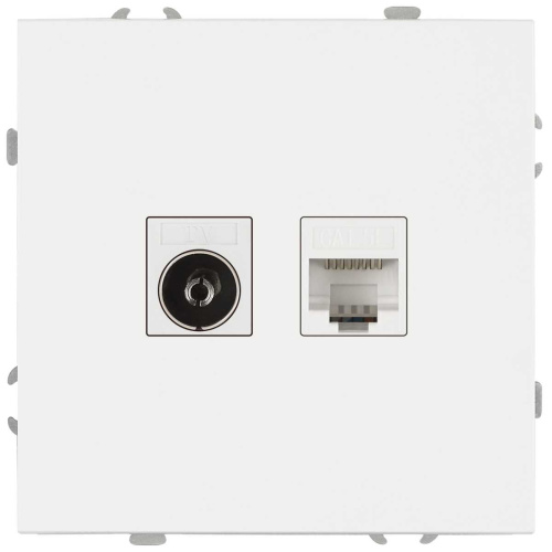 Розетка ЭРА Galaxy 15-3110-01 комбинированная RJ45+TV IP20 белый Б0070776 фото 4