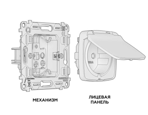 Комплект механизма электрической розетки AMBRELLA VOLT OMEGA Темная бронза матовый с/з с шторками и крышкой IP44 QUANT (OP6380, VM141) MO638010 фото 4