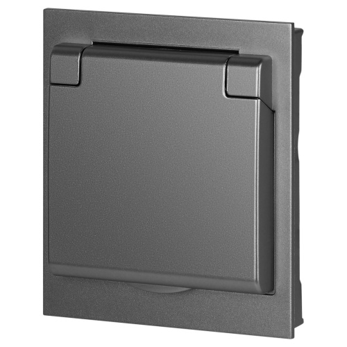 Розетка ЭРА Arktik 16-2103-06 с заземлением 2P+E Schuko со шторками с крышкой 16А-250В графит Б0070439 фото 7