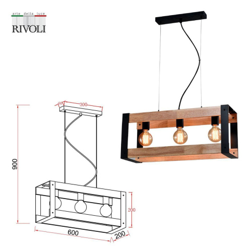 Подвесной светильник Rivoli Eve 5144-203 Б0054983 фото 3