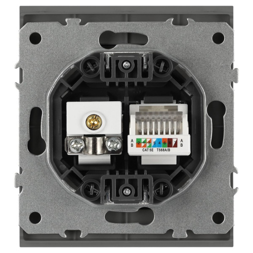 Розетка ЭРА Arktik 16-3110-06 комбинированная RJ45+TV графит Б0070499 фото 4