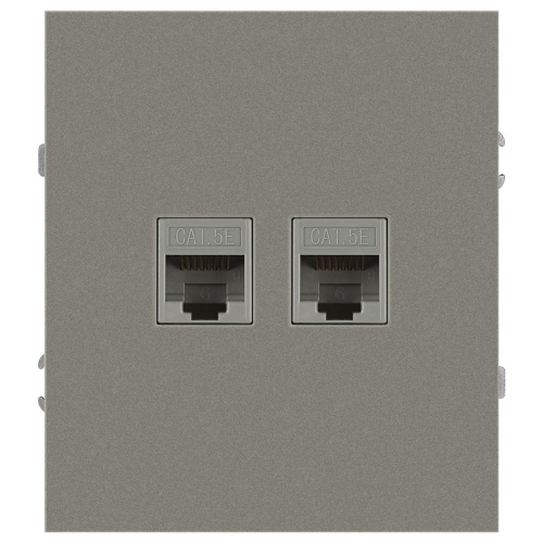Розетка ЭРА Arktik 16-3108-07 информационная двойная 2XRJ45 титан Б0070490