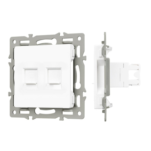 Механизм компьютерной розетки двойной SCT-MPC2-PL-WH (RJ-45, CAT6) Arlight 045336