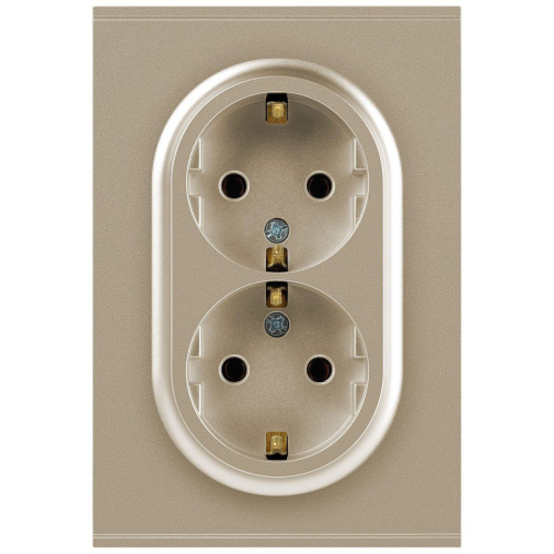 Розетка ЭРА Arktik 16-2105-04 двойная с заземлением 2X2P+E Schuko со шторками 16А-250В шампань Б0070457 Розетка ЭРА Arktik 16-2105-04 двойная с заземлением 2X2P+E Schuko со шторками 16А-250В шампань Б0070457