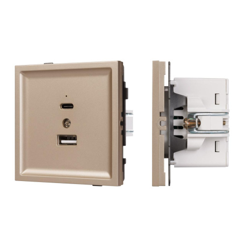 Механизм USB розетки SCT-TENDO-MUAC-PL-GD (5V, 3A, QC3) Arlight 054097