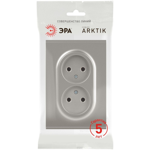 Розетка ЭРА Arktik 16-2107-07 без заземления двойная 2X2P 16А-250В титан Б0071687 фото 3