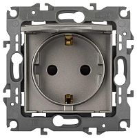 Розетка ЭРА Серия 12 12-2103-16 2P+E Schuko со шторками с крышкой 16А-250В титан Б0065722