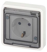 Розетка ЭРА Эксперт 11-2521-01 с заземлением с крышкой 2P+E IP55 16A-250В СУ белый Б0063259