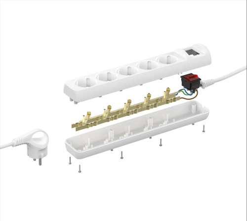 Удлинитель электрический ЭРА U-5es-3m-3x1,5 с заземлением с выключателем 5 розеток 3м ПВС 3x1,5мм2 16А Б0044044 фото 3