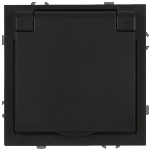 Розетка ЭРА Galaxy 15-2103-05 c заземлением 2P+E Schuko со шторками с крышкой 16А-250В IP20 антрацит Б0070666