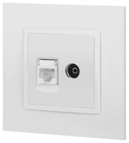 Розетка ЭРА Elegance 14-3110-01М RJ45+TV, белый матовый Б0065767 фото 6