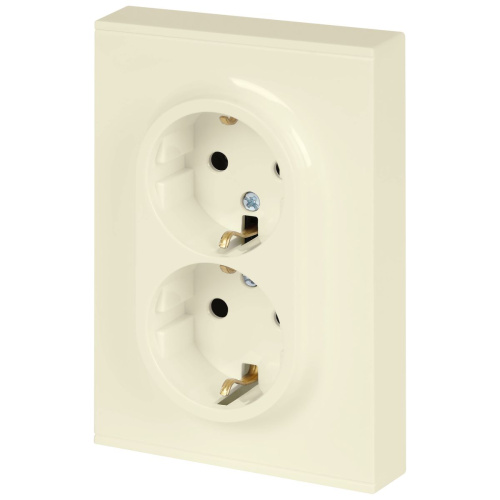 Розетка ЭРА Arktik 16-2105-02 двойная с заземлением 2X2P+E Schuko со шторками 16А-250В слоновая кость Б0070455 фото 5
