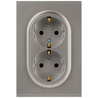 Розетка ЭРА Arktik 16-2105-07 двойная с заземлением 2X2P+E Schuko со шторками 16А-250В титан Б0070460