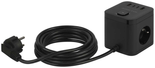 Удлинитель электрический ЭРА CUBE-3es-1,5m-4USB-B куб с заземлением с выключателем 3 розетки+4xUSBA+C 1,5м 16А черный Б0069074 фото 7 Удлинитель электрический ЭРА CUBE-3es-1,5m-4USB-B куб с заземлением с выключателем 3 розетки+4xUSBA+C 1,5м 16А черный Б0069074 фото 7