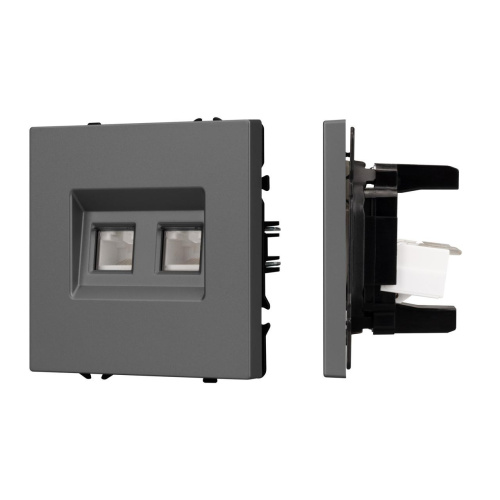 Механизм сдвоенной компьютерной розетки SCT-NOBE-MPC2-SFPL-GR (RJ-45, CAT6) Arlight 054315