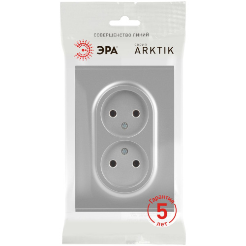 Розетка ЭРА Arktik 16-2107-03 без заземления двойная 2X2P 16А-250В алюминий Б0071683 фото 3