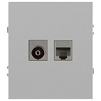 Розетка ЭРА Arktik 16-3110-03 комбинированная RJ45+TV алюминий Б0070496