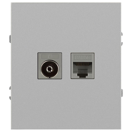 Розетка ЭРА Arktik 16-3110-03 комбинированная RJ45+TV алюминий Б0070496