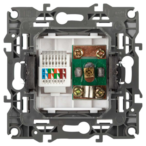 Розетка ЭРА Серия 12 12-3110-16 комбинированная RJ45+TV, титан Б0065646 фото 3
