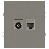 Розетка ЭРА Arktik 16-3110-07 комбинированная RJ45+TV титан Б0070500