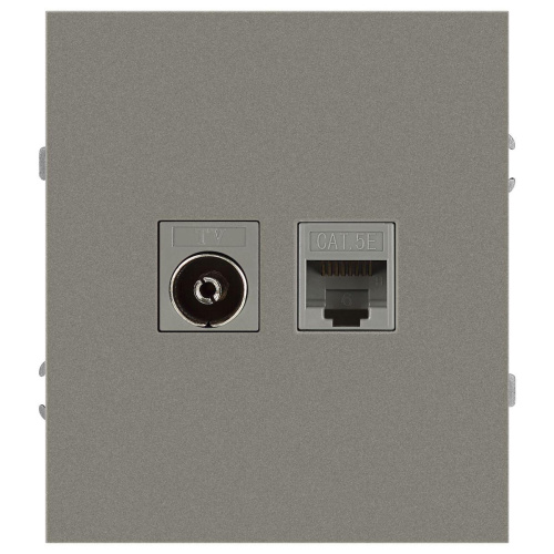 Розетка ЭРА Arktik 16-3110-07 комбинированная RJ45+TV титан Б0070500 Розетка ЭРА Arktik 16-3110-07 комбинированная RJ45+TV титан Б0070500
