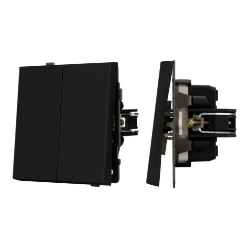 Механизм выключателя двухклавишный проходной SWT-TENDO-MKP2-SFPL-BK (230V, 10A) Arlight 054553