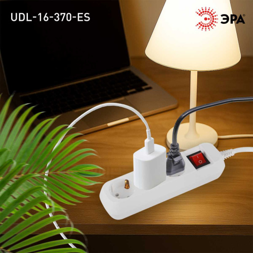 Удлинитель электрический ЭРА UDL-16-370-ES Greenline 3 розетки с заземлением с выключателем 7м ПВС 3x1мм2 Б0065012 фото 7