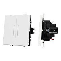 Механизм выключателя двухклавишный непроходной LED SWT-NOBE-MK02-SFPL-L-WH (230V, 10A) Arlight 054239
