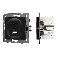 Механизм USB розетки SCT-MUAC-PL-BK-V (5V, 3A, QC4) Arlight 049838
