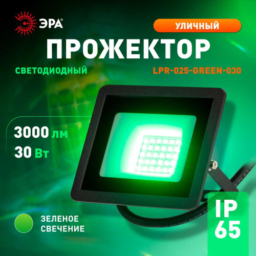 Прожектор светодиодный уличный ЭРА LPR-025-GREEN-030 Б0064672 фото 5